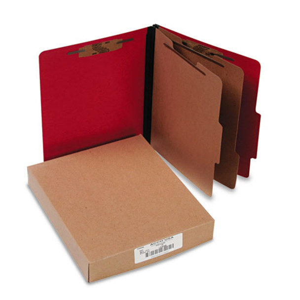 ColorLife PRESSTEX Classification Folders, 3" Expansion, 2 Dividers, 6 Fasteners, Letter Size, Executive Red Exterior, 10/Box