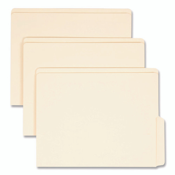 Heavyweight Manila End Tab Folders, 9" High Front, 1/2-Cut Tabs: Bottom, Letter Size, 0.75" Expansion, Manila, 100/Box