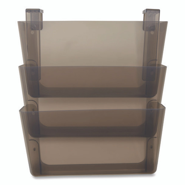 Unbreakable Plastic Wall File, 3 Sections, Letter Size, 13" x 3.74" x 15.03", Smoke