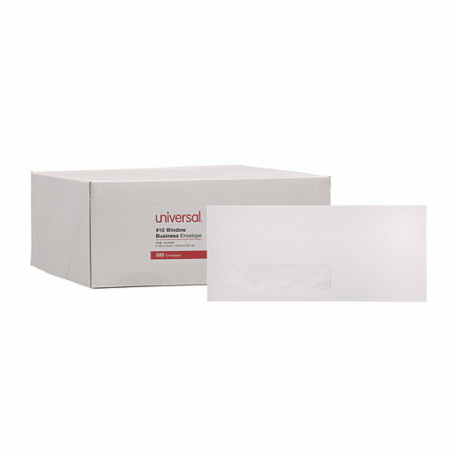Open-Side Business Envelope, 1 Window, #10, Commercial Flap, Gummed Closure, 4.13 x 9.5, White, 500/Box
