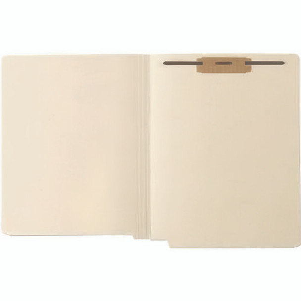 End Tab Fastener File Folder, Embossed Labeling Lines, 0.75" Expansion, 1 Fastener, Letter Size, Manila Exterior, 250/Box