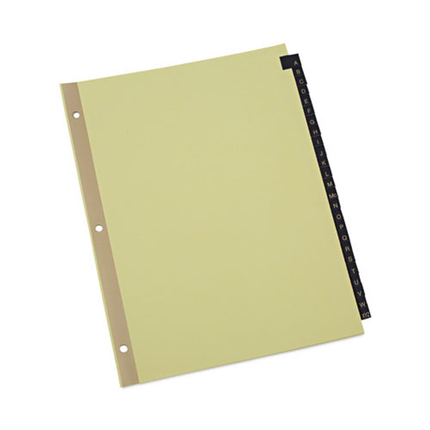 Deluxe Preprinted Simulated Leather Tab Dividers with Gold Printing, 25-Tab, A to Z, 11 x 8.5, Buff, 1 Set