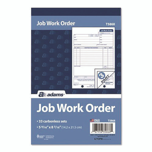 Multipart Job Work Order Pad, Three-Part Carbonless, 5.56 x 7.94, 33 Forms Total