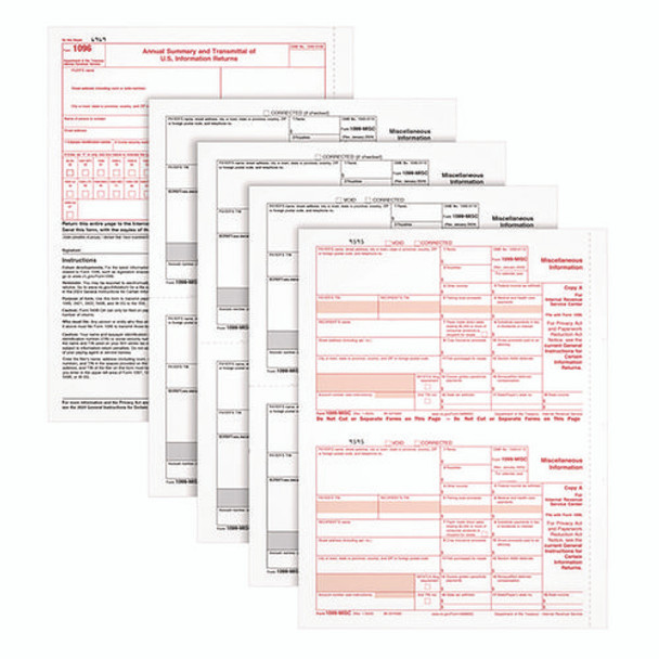 4-Part 1099-MISC Tax Forms with Tax Forms Helper, 2024, Four-Part Carbonless, 8.5 x 5.5, 2 Forms/Sheet, 50 Forms Total