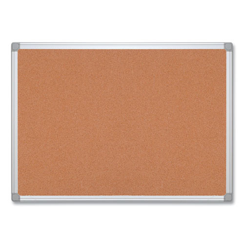Earth Cork Board, 48" x 36", Tan Surface, Satin Aluminum Frame