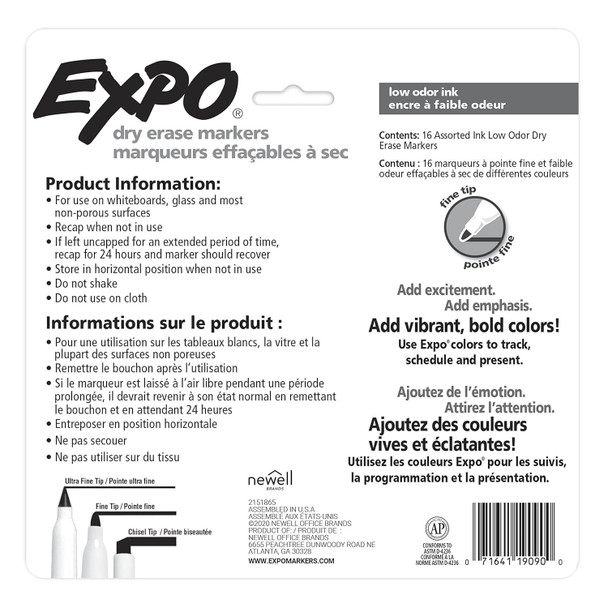 Dry Erase Markers, Whiteboard Markers with Low Odor Ink, Fine Tip, Assorted Vibrant Colors, 16 Count Dry Erase Markers, Whiteboard Markers with Low Odor Ink, Fine Tip, Assorted Vibrant Colors, 16 Count