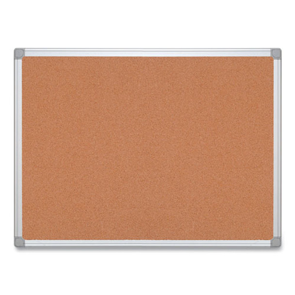 Earth Cork Board, 36" x 24", Tan Surface, Satin Aluminum Frame Earth Cork Board, 36" x 24", Tan Surface, Satin Aluminum Frame