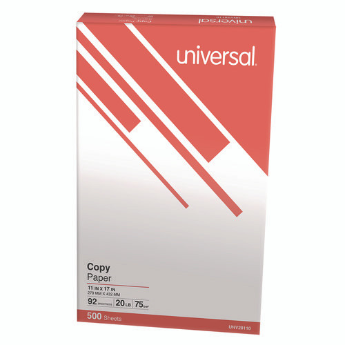 Copy Paper, 92 Bright, 20 lb Bond Weight, 11 x 17, White, 500 Sheets/Ream