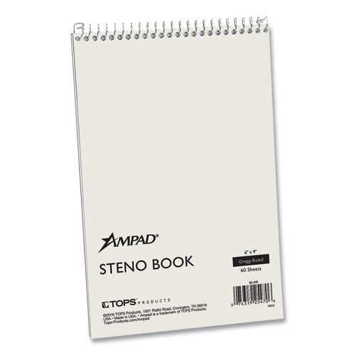 Steno Pads, Gregg Rule, White Cover, 60 Green-Tint 6 x 9 Sheets
