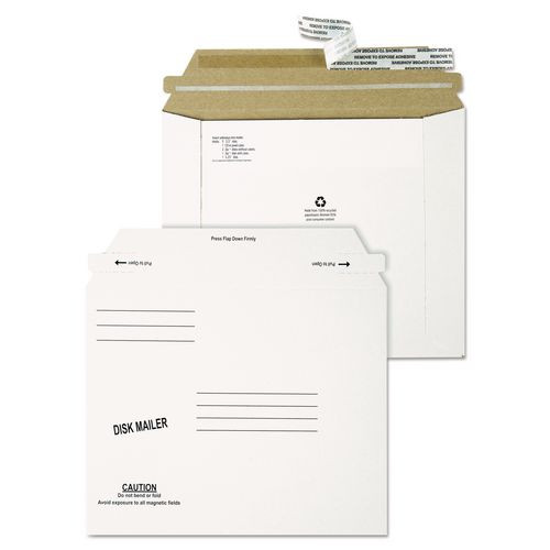 Economy Disk/CD Mailer for CDs/DVDs, Square Flap, Redi-Strip Adhesive Closure, 7.5 x 6.06, White, 100/Carton