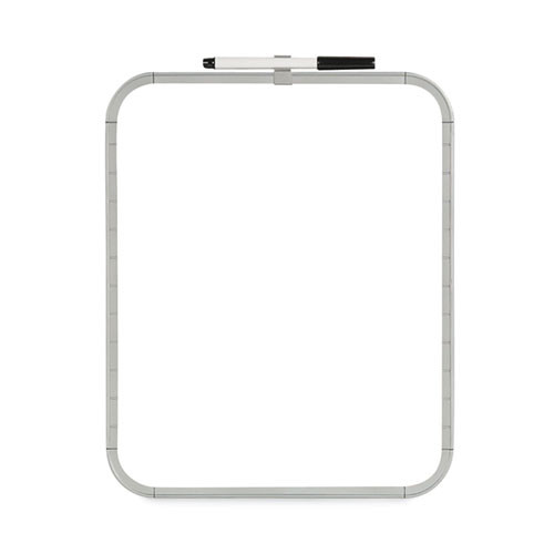 Magnetic Dry Erase Board, 11" x 14", White Surface, White Plastic Frame