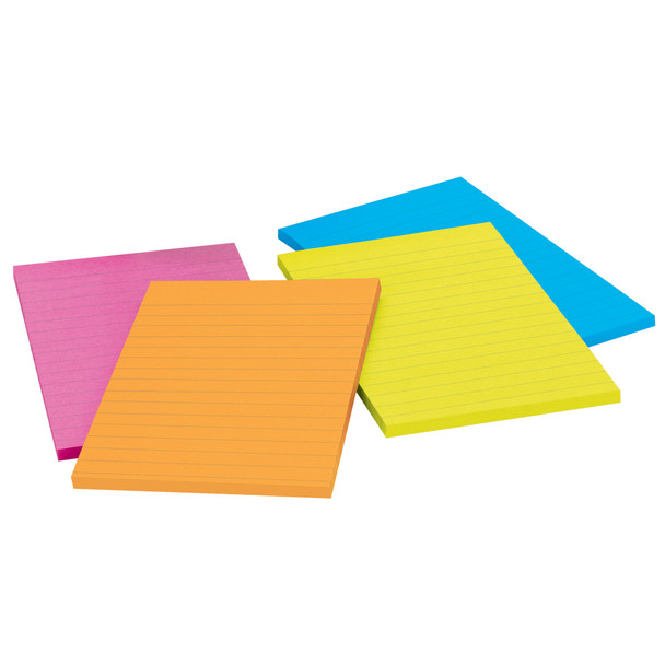 Super Sticky Notes, 4" x 6", Rio de Janeiro Collection, Lined, 4 Pads/Pack, 2 Packs Super Sticky Notes, 4" x 6", Rio de Janeiro Collection, Lined, 4 Pads/Pack, 2 Packs
