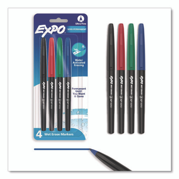 Vis-a-Vis Wet Erase Marker, Fine Bullet Tip, Assorted Colors, 4/Set