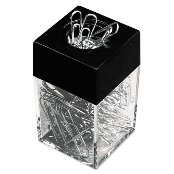 Paper Clips with (1) Magnetic-Top Desktop Dispenser, #1, Smooth, Silver, 100 Clips/Pack, 12 Packs/Box