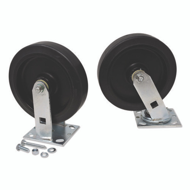 Replacement Plate Casters, 4" x 4.5" Swivel/Rigid Mount Plate, 8" Wheel, Black, 4 /Set