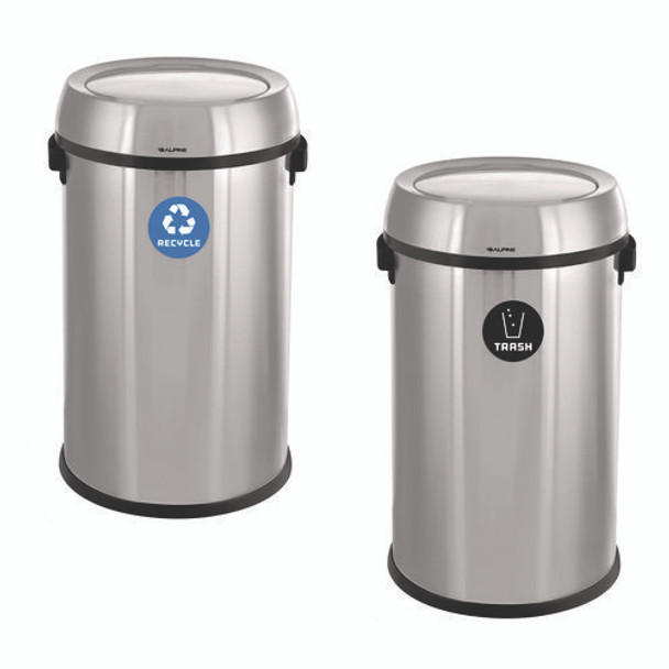 17 Gallon Stainless Steel Open Top Recycling Bin and Trash Receptacle 17 Gallon Stainless Steel Open Top Recycling Bin and Trash Receptacle