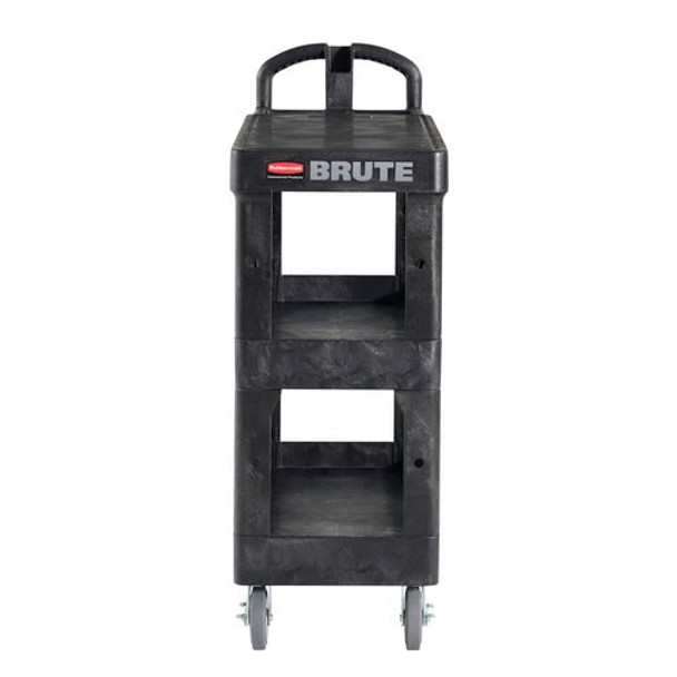 BRUTE 3-Shelf Heavy-Duty Ergo Flat Utility Cart, Resin, 3 Shelves, 600 lb Capacity, 25.24" x 48.63" x 46.18", Black