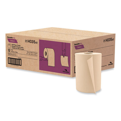 Select Hardwound Roll Towels, 1-Ply, 7.88" x 350 ft, Natural, 12 Rolls/Carton