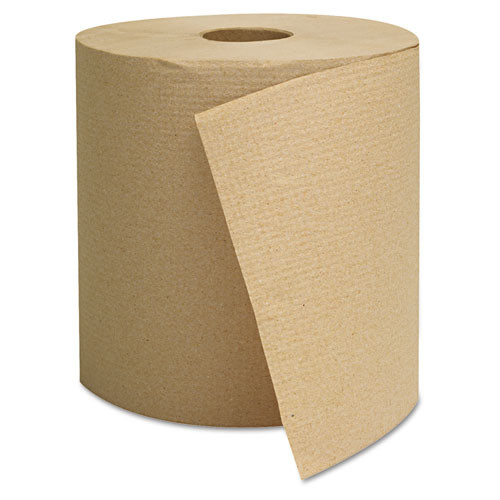 Hardwound Roll Towels, 1-Ply, 8" x 800 ft, Brown, 6 Rolls/Carton