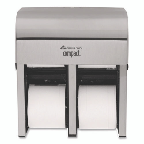Compact Quad Vertical 4-Roll Coreless Dispenser, 11.75 x 6.9 x 13.25, Stainless Steel