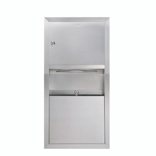 Recessed Commercial Paper Towel Dispenser with 2 Gal Waste Receptacle, 28 x 4.3 x 14, Stainless Steel