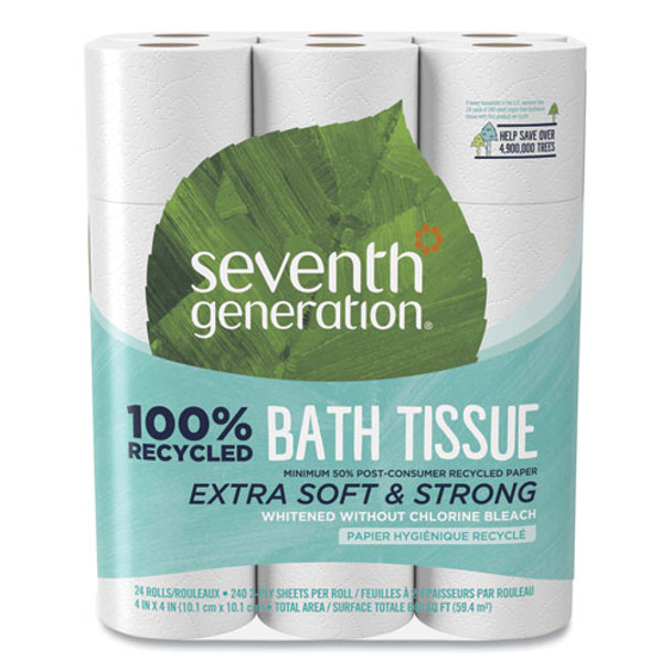 100% Recycled Bathroom Tissue, Septic Safe, 2-Ply, White, 240 Sheets/Roll, 24/Pack, 2 Packs/Carton 100% Recycled Bathroom Tissue, Septic Safe, 2-Ply, White, 240 Sheets/Roll, 24/Pack, 2 Packs/Carton