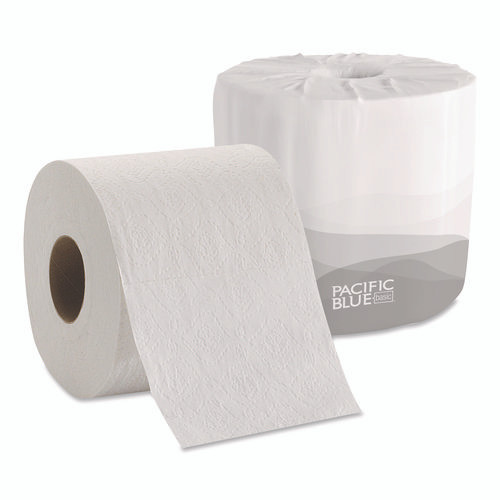 Pacific Blue Basic Embossed Bathroom Tissue, Septic Safe, 1-Ply, White, 550/Roll, 80 Rolls/Carton