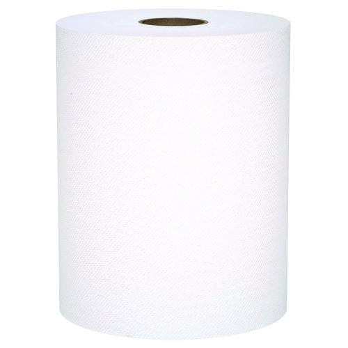 Universal 100% Recycled Fiber Hard Roll Paper Towels, 1-Ply, 8" x 800 ft, White, 6 Rolls/Carton