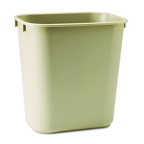 Deskside Plastic Wastebasket, 3.5 gal, Plastic, Beige