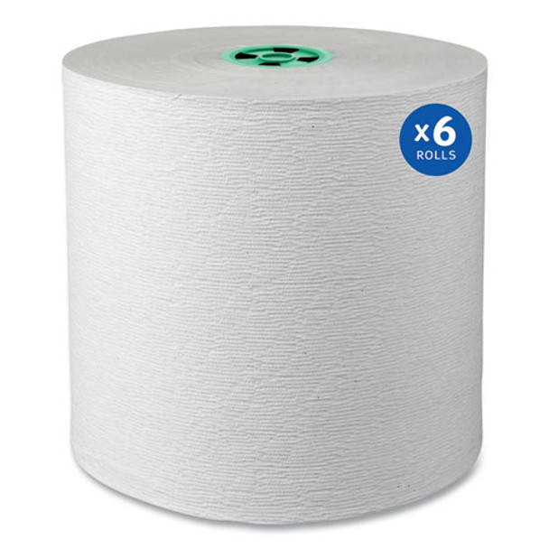 Hard Roll Paper Towels with Premium Absorbency Pockets with Colored Core, Green Core, 1-Ply, 7.5" x 700 ft, White, 6 Rolls/CT