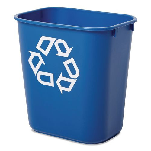 Deskside Recycling Container, Small, 13.63 qt, Plastic, Blue