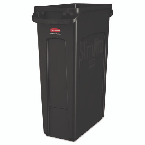 Slim Jim with Venting Channels, 23 gal, Plastic, Black