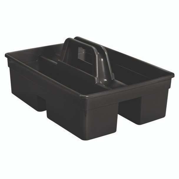 Executive Carry Caddy, Two Compartments, Plastic, 10.75 x 6.5, Black