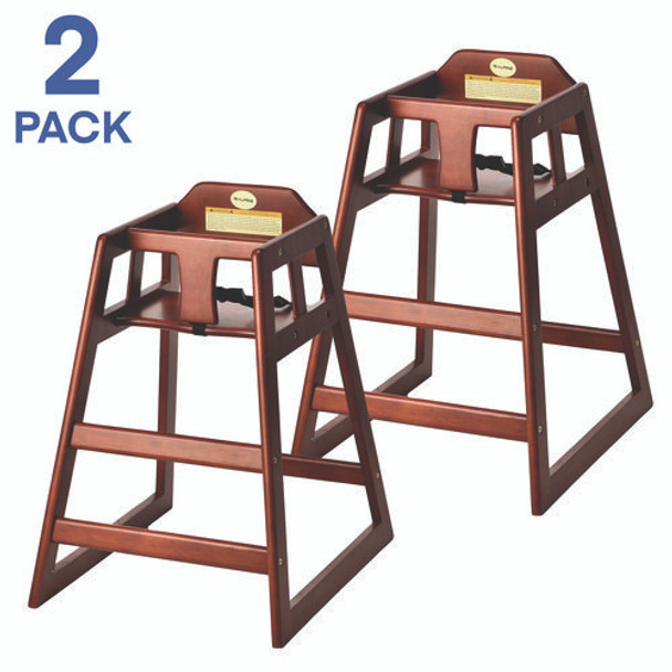 Wooden Stackable High Chair, Supports up to 50 lbs, 29.02" h, Mahogany, 2/Pack Wooden Stackable High Chair, Supports up to 50 lbs, 29.02" h, Mahogany, 2/Pack
