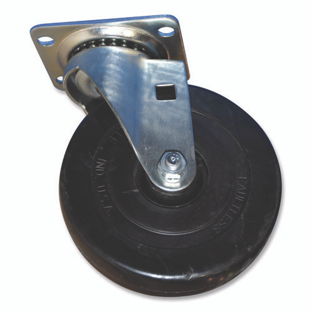 Replacement Plate Casters, 3.63" x 2.88" Swivel Mount Plate, 5" Wheel, Black