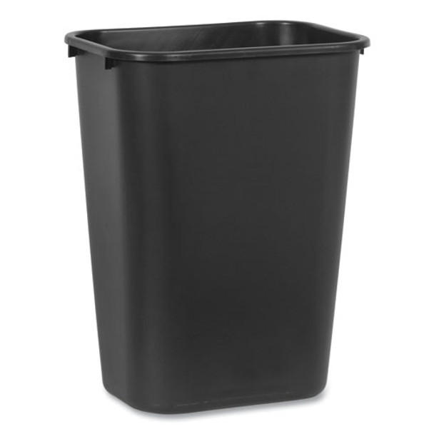 Deskside Plastic Wastebasket, 10.25 gal, Plastic, Black