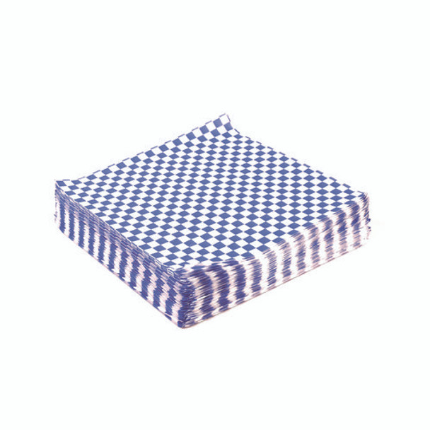 Grease-Resistant Food Wrap, 12 x 12, Blue Check, 5,000/Carton