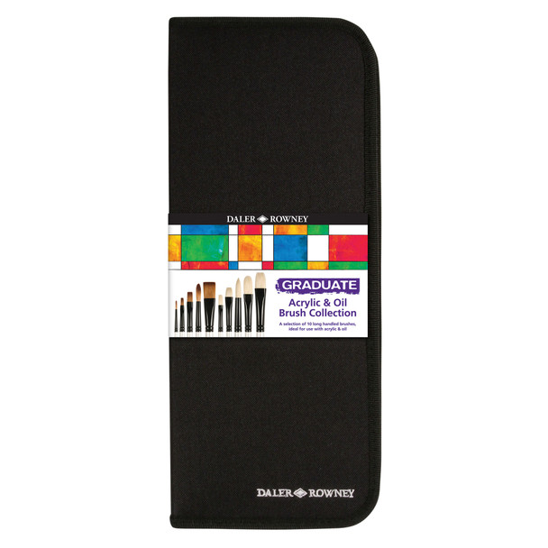 Graduate Artist's Brush Set with Zip Case, Long Handle, 10 Pieces