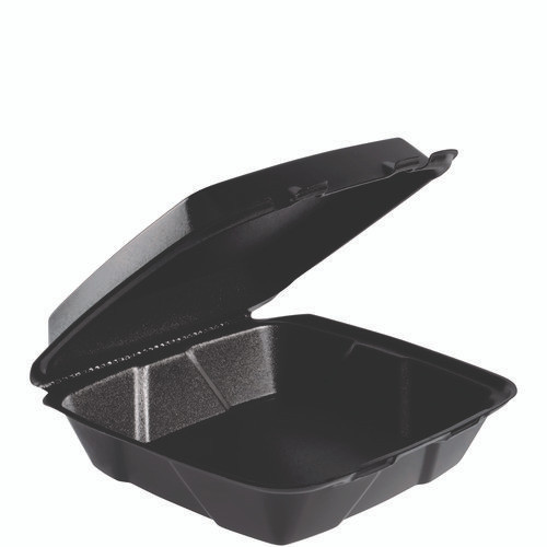 Insulated Foam Hinged Lid Containers, 9.01 x 9.4 x 3.1, Black, 100/Bag, 2 Bags/Carton, 200 Containers/Carton