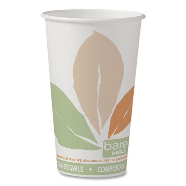Bare Eco-Forward PLA Paper Hot Cups, 16 oz, White/Green/Orange, 1,000/Carton Bare Eco-Forward PLA Paper Hot Cups, 16 oz, White/Green/Orange, 1,000/Carton
