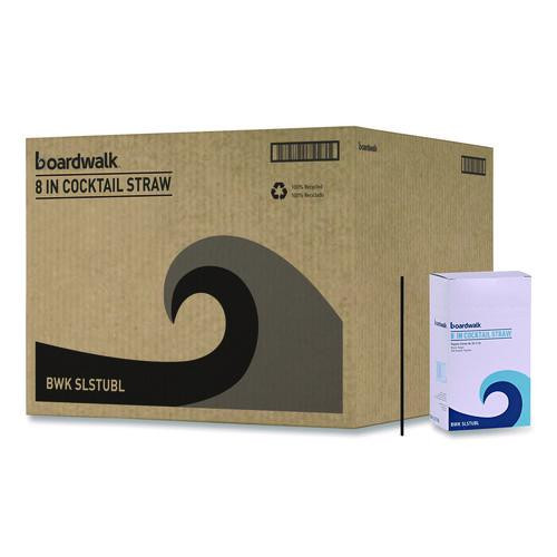 Cocktail Straws, 8", Polypropylene, Black, 5,000/Carton