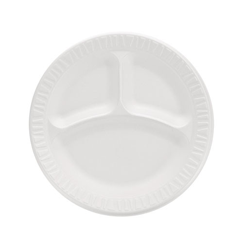 Concorde Foam Plate, 3-Compartment Plate, 9" dia, White, 125/Pack, 4 Packs/Carton