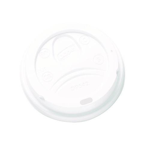 Dome Drink-Thru Lids, Fits 10 oz to 20 oz Dixie Hot Cups, Plastic, White, 100/Pack
