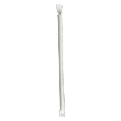 Wrapped Jumbo Paper Straws, 7.75", Paper, White, 1,280/Carton