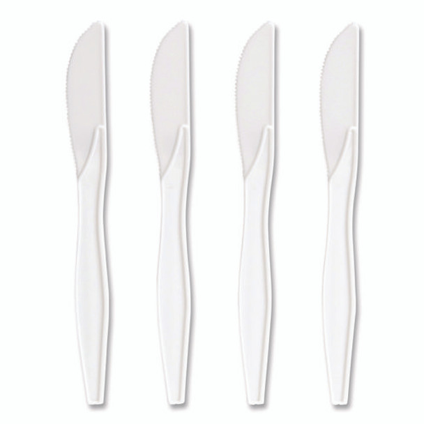 Mediumweight Plastic Cutlery, Knife, Plastic, White, 1,000/Pack Mediumweight Plastic Cutlery, Knife, Plastic, White, 1,000/Pack
