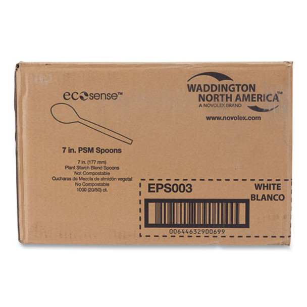 EcoSense Renewable Plant Starch Cutlery, Spoon, Plastic, Cream, 50/Pack, 20 Packs/Carton