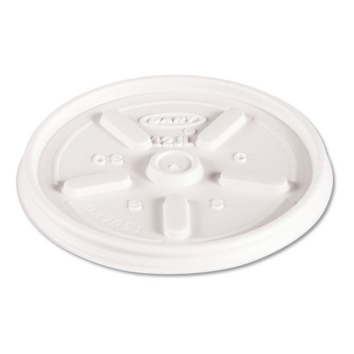 Plastic Lids for Foam Cups, Bowls and Containers, Vented, Fits 6 oz to 14 oz, White, 100/Pack, 10 Packs/Carton