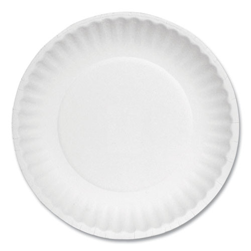 White Paper Plates, 6" dia, 100/Pack, 10 Packs/Carton