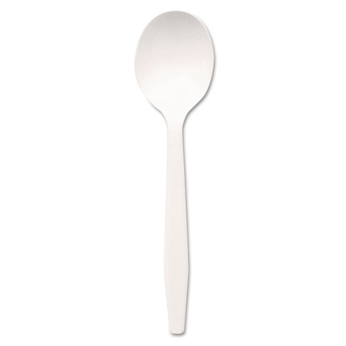 Plastic Cutlery, Mediumweight Soup Spoon, White, 1,000/Carton