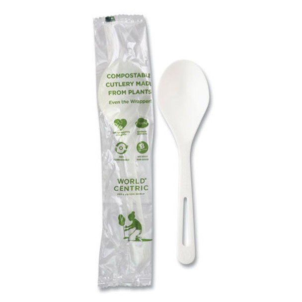 TPLA Compostable Cutlery, Soup Spoon, Plastic, White, 750/Carton